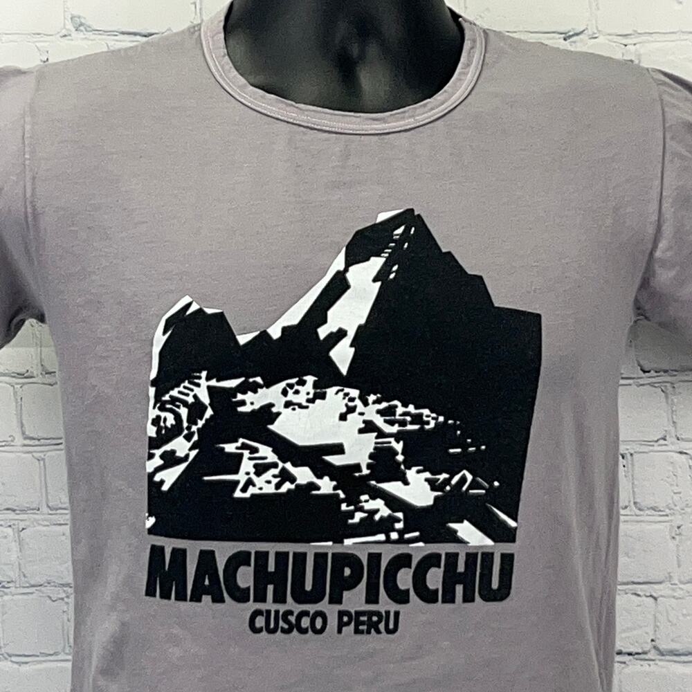 Vintage 80s Machu Picchu T Shirt Cusco Peru Machupicchu Inca Gray Tee XS X-Small
